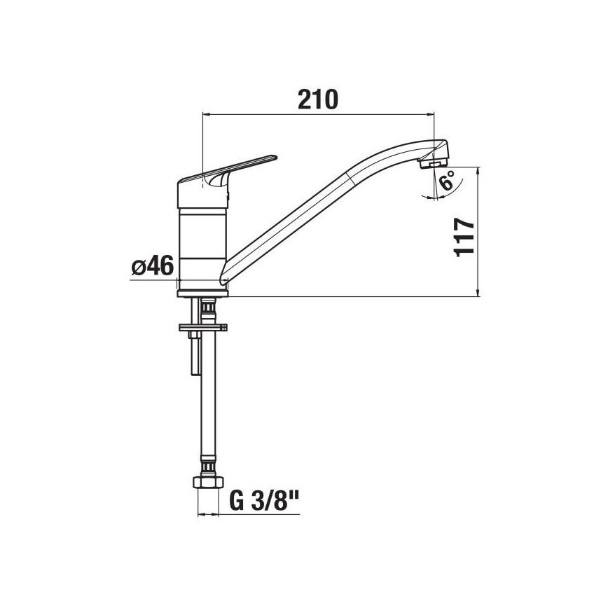 JIKA H3512E10042301 - Змішувач для кухонної мийки LYRA 21 см, блискучий хром