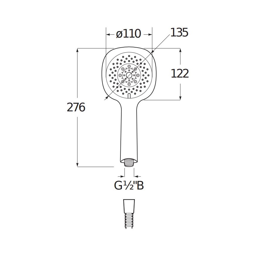 JIKA H3611X20044711 - ручная лейка CUBITO, полированный хром