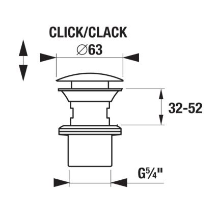 JIKA H3917100040001 - Випуск для умивальника CLICK-CLACK, діаметр 6,3 см, блискучий хром