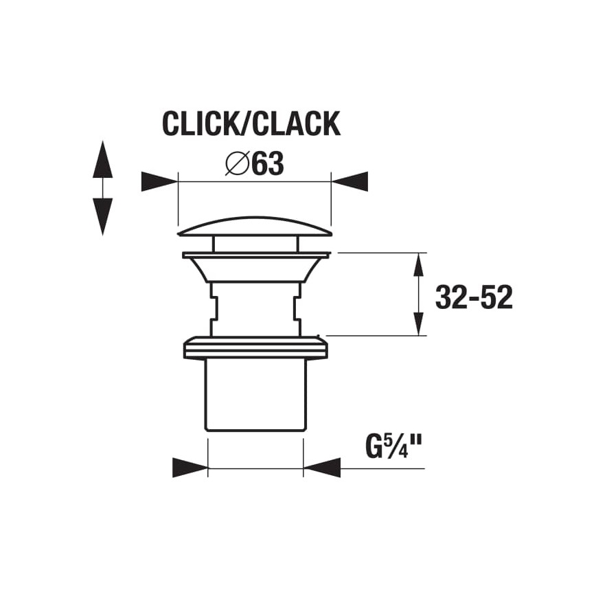 JIKA H3917100040001 - Випуск для умивальника CLICK-CLACK, діаметр 6,3 см, блискучий хром