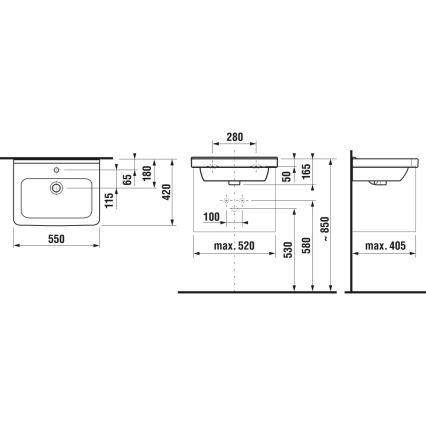 JIKA H8104220001041 - Настенная раковина CUBITO 55x42 см керамика/белый