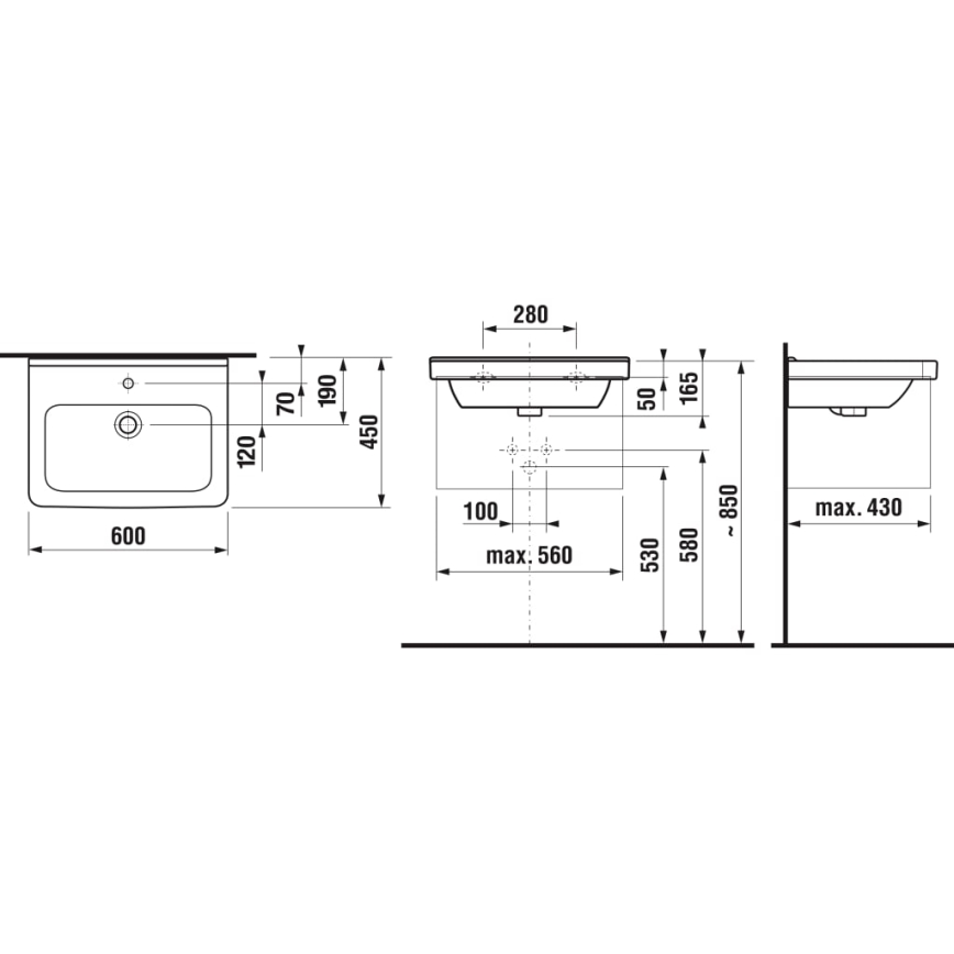 JIKA H8104230001041 - Підвісний умивальник CUBITO 60x45 см кераміка/білий