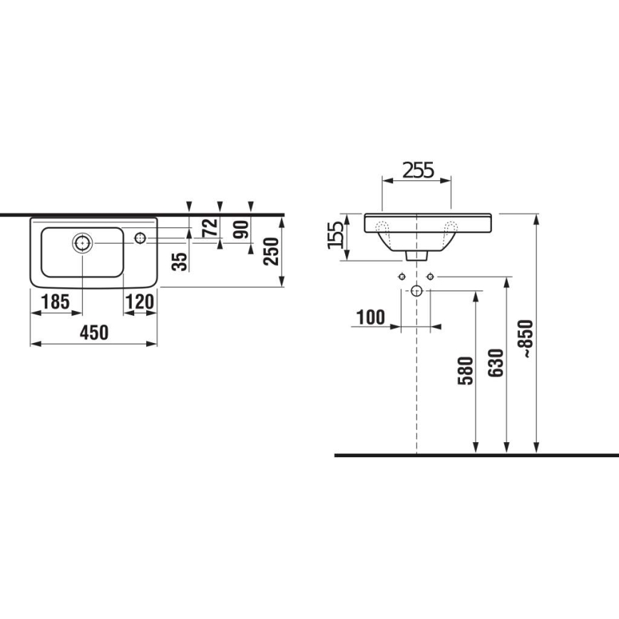 JIKA H8114240001061 - Підвісний умивальник CUBITO 45x25 см кераміка/білий