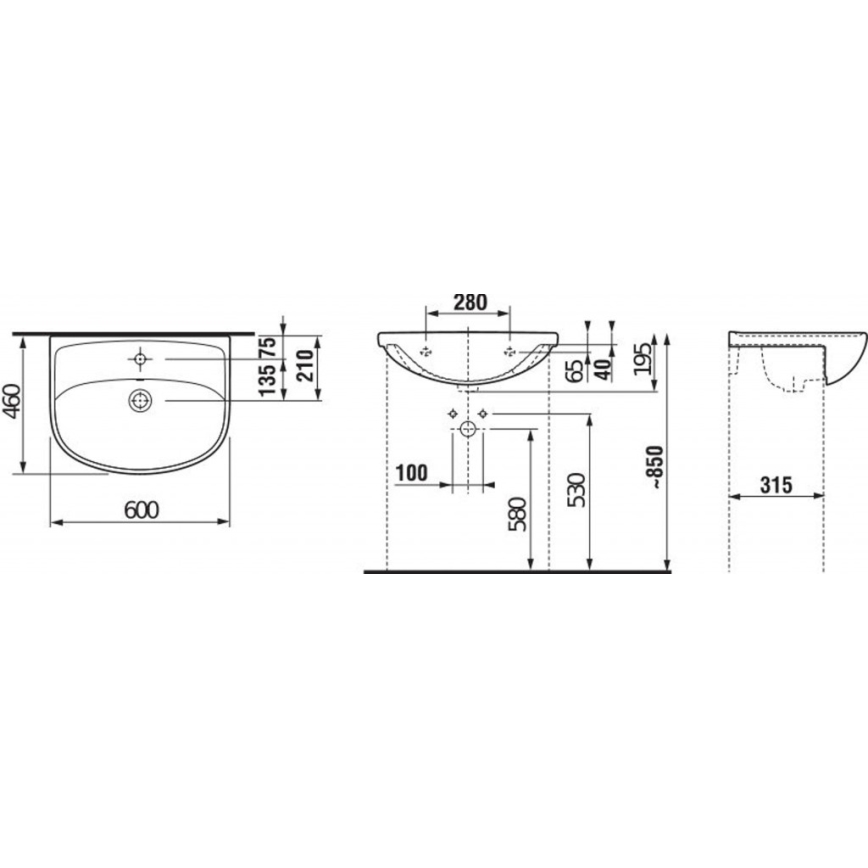 JIKA H8133830001041 - Вбудована раковина LYRA 60x46 см кераміка/білий