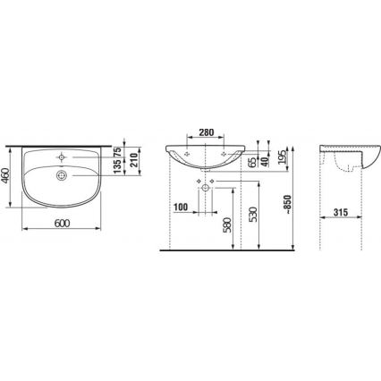 JIKA H8133830001041 - Врезной умывальник LYRA 60x46 см керамика/белый