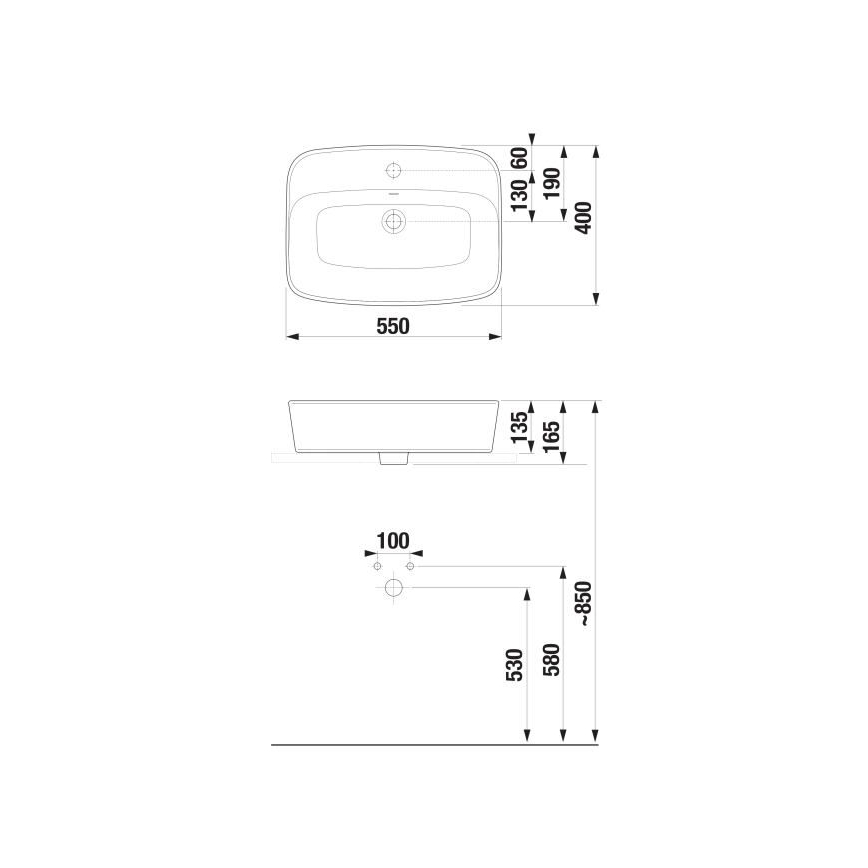 JIKA H8183827571041 - Раковина на столешницу LYRA 55x40 см керамика/матовый белый