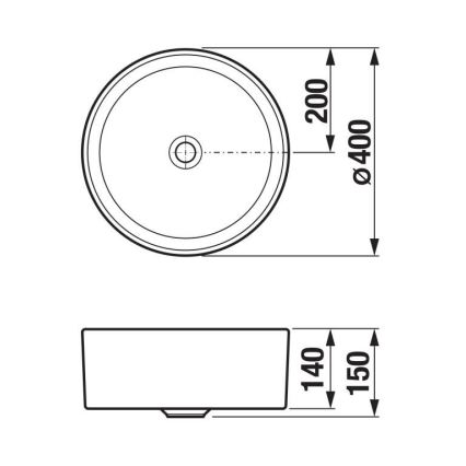 JIKA H8184207161121 - Раковина для установки на столешницу CUBITO, диаметр 40 см, керамика/матовый черный