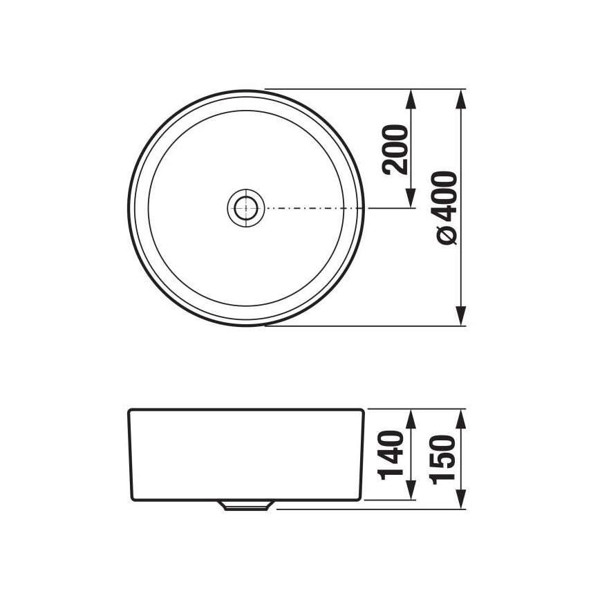 JIKA H8184207161121 - Раковина для установки на столешницу CUBITO, диаметр 40 см, керамика/матовый черный