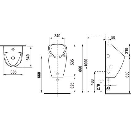 JIKA H8430610000001 - Писсуар GOLEM, внутренний подвод, задний выпуск, керамика/белый