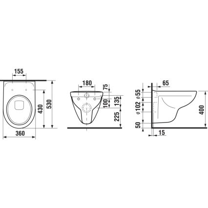 JIKA H8663810000001- Подвесной унитаз LYRA керамика/белый + сиденье для унитаза LYRA дуропласт/белое