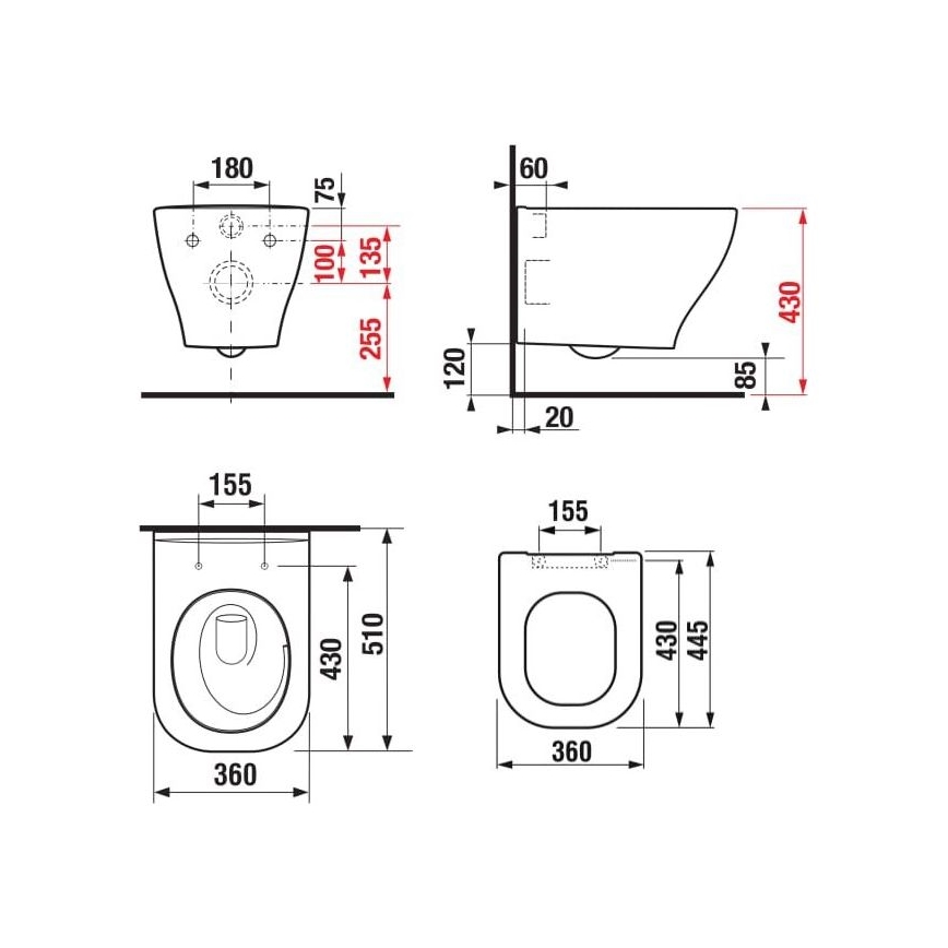 JIKA H8666180000001 - Подвесной унитаз DEEP, керамика/белый + сиденье SoftClose DEEP, дурупласт/белое