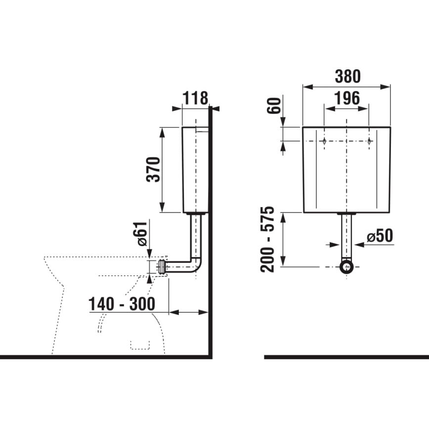 JIKA H8937100000001 - Смывной бачок MODUL боковой подвод пластик/белый