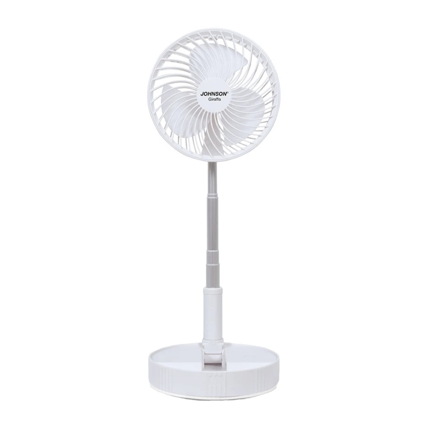 JOHNSON - Акумуляторний настільний вентилятор GIRAFFA 5W/3,7V 1200 mAh Ø 20 cm білий