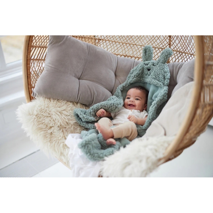 Jollein - Пеленальное одеяло флис Bunny 100x105 см Ash Green
