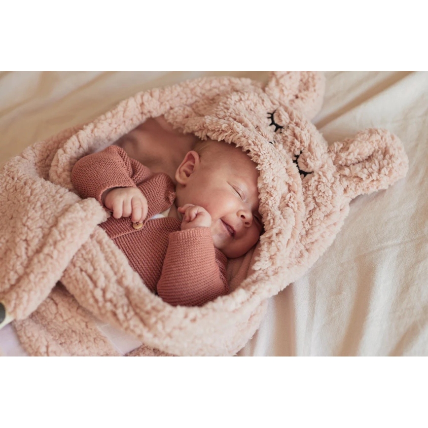Jollein - Пеленальное одеяло флис Bunny 100x105 см Pale Pink