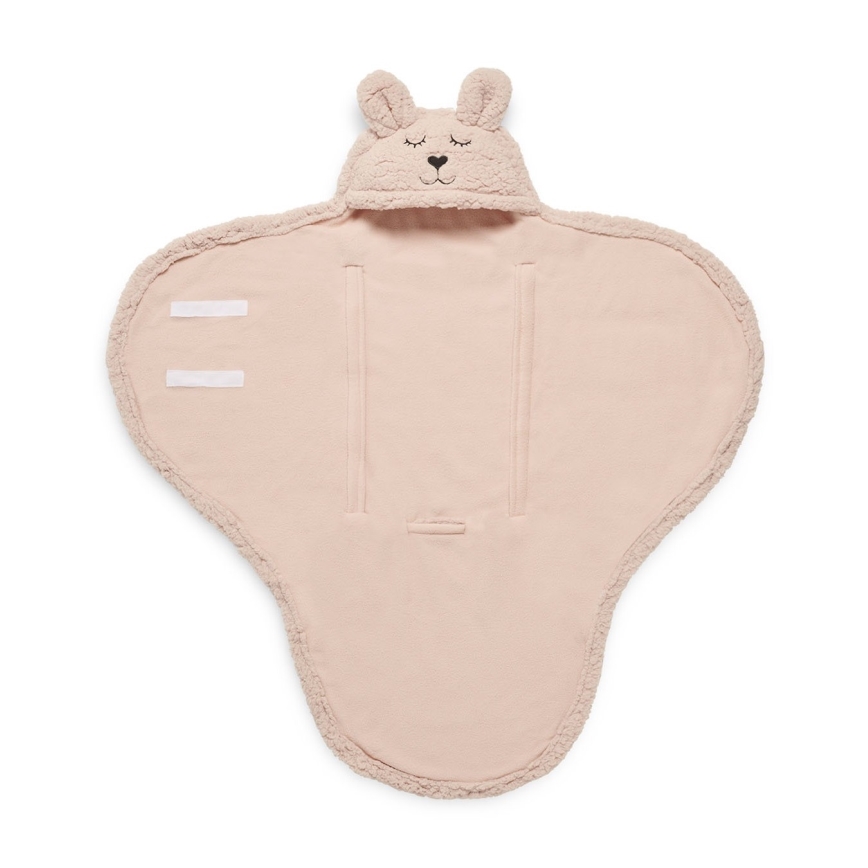 Jollein - Пеленальное одеяло флис Bunny 100x105 см Pale Pink