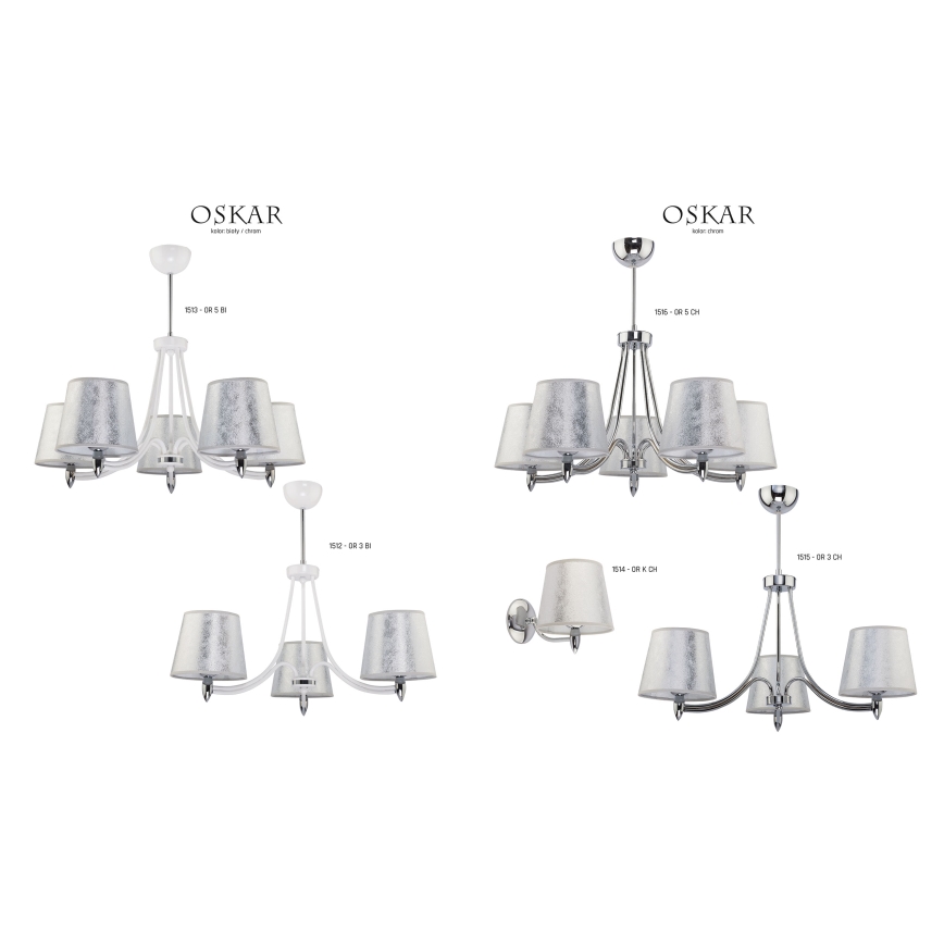 Jupiter 1513 - OR 5 bi - Підвісна люстра OSKAR 5xE27/60W