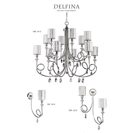 Jupiter 1598 - DE K2 CH - Хрустальный настенный светильник DELFINA 2xE14/40W