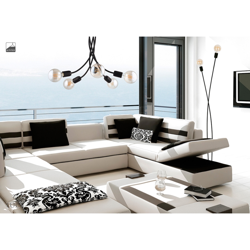 Jupiter 1640 - Подвесная люстра LUCE 5xE27/60W/230V черная