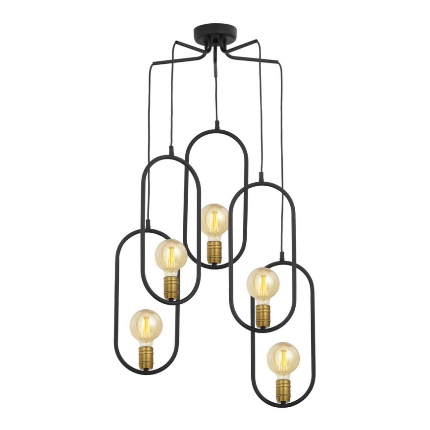 Jupiter 1819 - PI5 E27 - Підвісна люстра PONTI 5xE14/40W/230V чорний