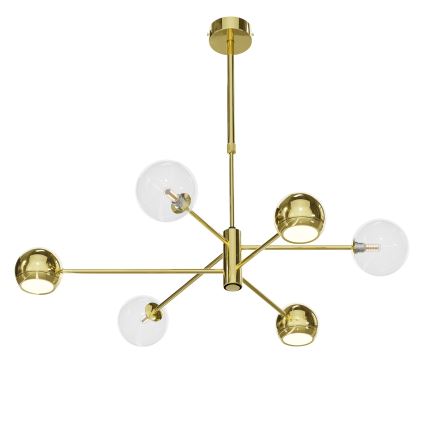 Jupiter 1964 - Люстра на штанге MOKA 3xGU10/10W/230V + 3xG9/10W/230V золотистый/прозрачный