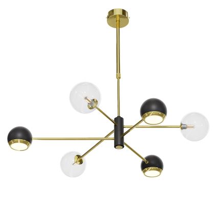 Jupiter 1967 - Люстра на штанге MOKA 3xGU10/10W/230V + 3xG9/10W/230V золотистый/черный/прозрачный