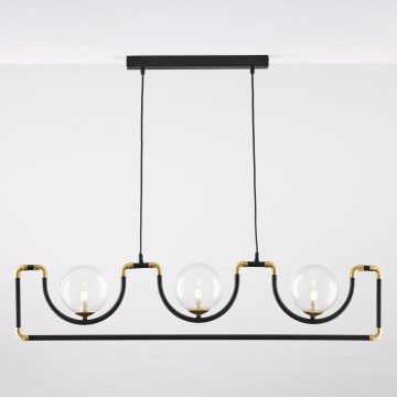 Jupiter 1990 - Підвісна люстра HANZA 3xG9/10W/230V чорний/золотистий