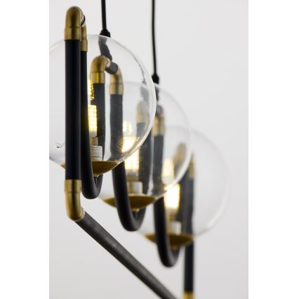 Jupiter 1990 - Підвісна люстра HANZA 3xG9/10W/230V чорний/золотистий