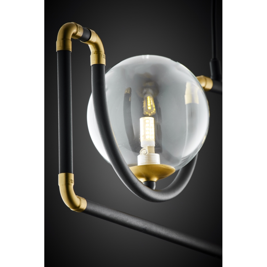 Jupiter 1990 - Підвісна люстра HANZA 3xG9/10W/230V чорний/золотистий