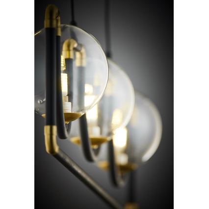 Jupiter 1990 - Підвісна люстра HANZA 3xG9/10W/230V чорний/золотистий