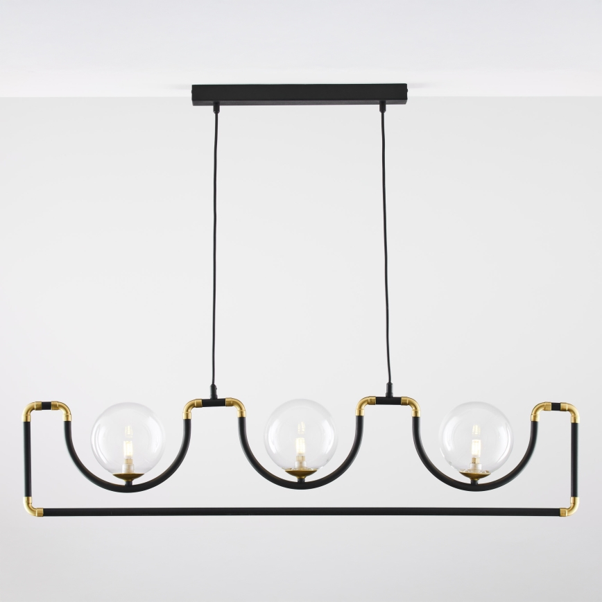 Jupiter 1990 - Подвесная люстра HANZA 3xG9/10W/230V черный/золотистый