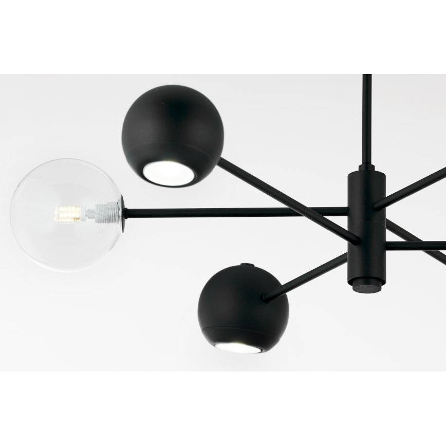 Jupiter 1995 - Люстра на штанге MOKA 3xGU10/10W/230V + 3xG9/10W/230V черный/прозрачный