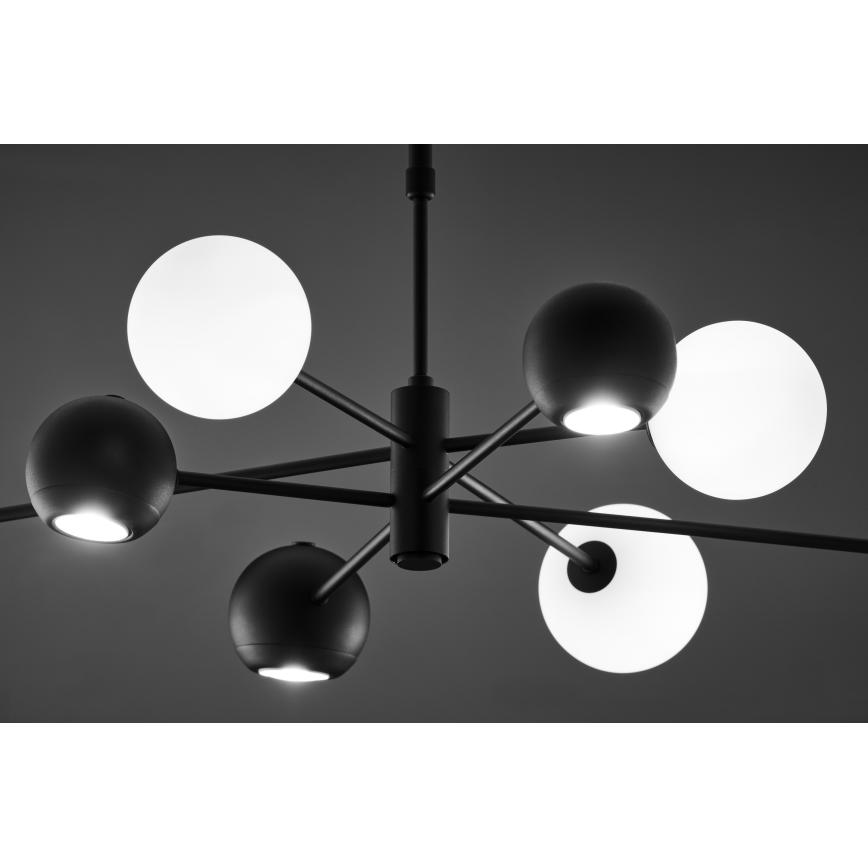 Jupiter 1998 - Люстра на штанзі MOKA 4xGU10/10W/230V + 4xG9/10W/230V чорний/білий