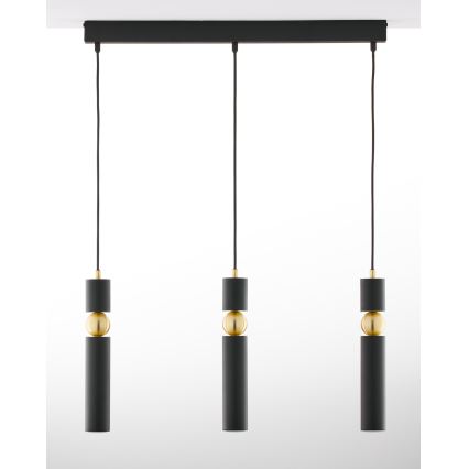 Jupiter 2004 - Подвесная люстра ALAS 3xGU10/10W/230V черный/золотистый