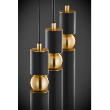 Jupiter 2004 - Подвесная люстра ALAS 3xGU10/10W/230V черный/золотистый