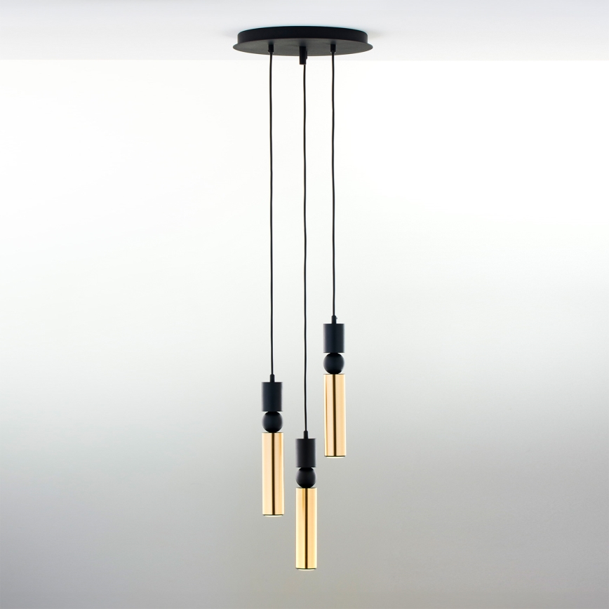 Jupiter 2016 - Підвісна люстра ALAS 3xGU10/10W/230V золотий/чорний