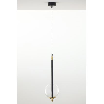 Jupiter 2023 - Підвісна люстра ZAFRA 1xG9/10W/230V чорний/золотий/прозорий