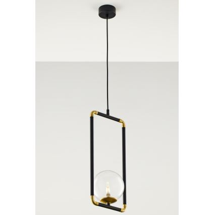 Jupiter 2023 - Підвісна люстра ZAFRA 1xG9/10W/230V чорний/золотий/прозорий