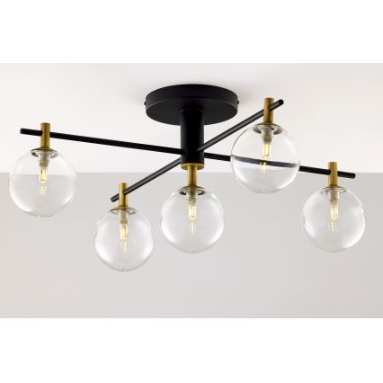 Jupiter 2035 - Припотолочная люстра FIGARO 5xG9/10W/230V черный/золотистый/бежевый/прозрачный