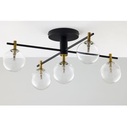 Jupiter 2035 - Припотолочная люстра FIGARO 5xG9/10W/230V черный/золотистый/бежевый/прозрачный