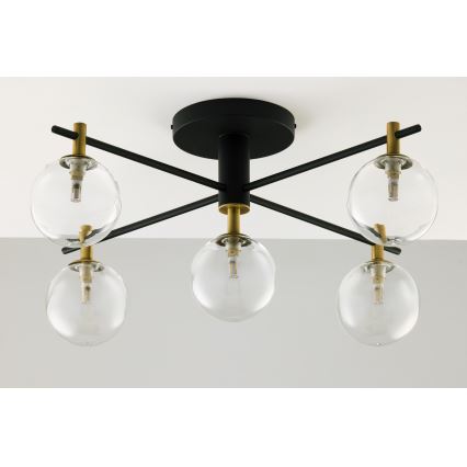 Jupiter 2035 - Пристельова люстра FIGARO 5xG9/10W/230V чорний/золотий/бежевий/прозорий