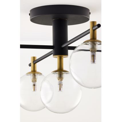 Jupiter 2035 - Пристельова люстра FIGARO 5xG9/10W/230V чорний/золотий/бежевий/прозорий