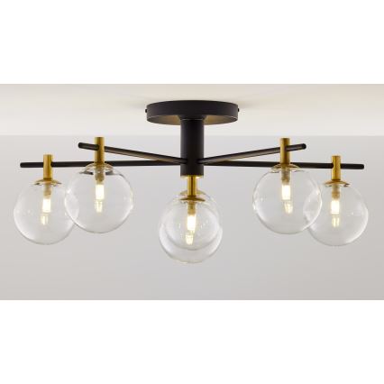 Jupiter 2036 - Припотолочная люстра FIGARO 6xG9/10W/230V черный/золотистый/бежевый/прозрачный