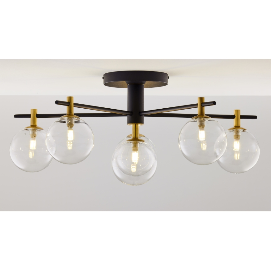 Jupiter 2036 - Припотолочная люстра FIGARO 6xG9/10W/230V черный/золотистый/бежевый/прозрачный