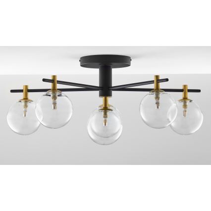 Jupiter 2036 - Пристельова люстра FIGARO 6xG9/10W/230V чорний/золотий/бежевий/прозорий