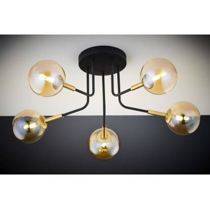 Jupiter 2038 - Люстра на штанзі BURANO 5xG9/10W/230V чорний/золотий/бежевий