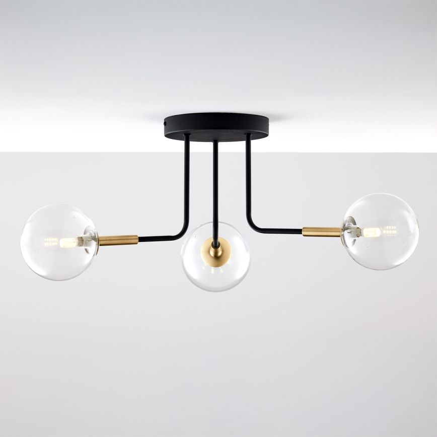 Jupiter 2039 - Люстра на штанзі BURANO 3xG9/10W/230V чорний/золотий/прозорий