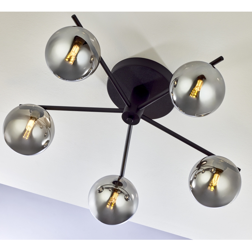 Jupiter 2048 - Накладная люстра PRATO 5xG9/14W/230V чёрный/дымчато-серый