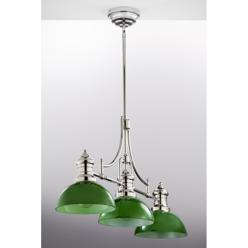 Jupiter 2072 - Люстра на штанзі PLATINO 3xE27/15W/230V зелена/глянцевий хром