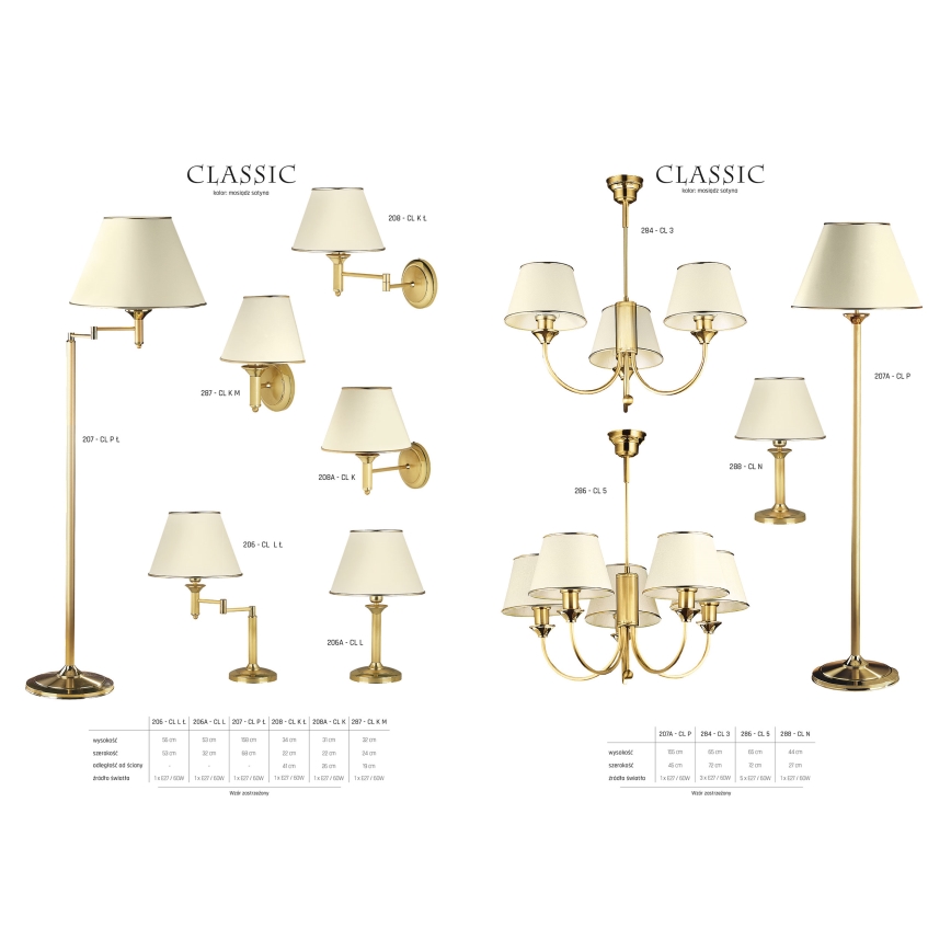 Jupiter 208 - CL K L - Настенный светильник CLASSIC 1xE27/60W/230V
